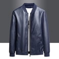 thumbnail image 1 of Fayshow0 Men'S Jackets Clearance Sale $12 Men's Spring And Fashion Casual Stand-up Collar Zipper Long Sleeve Hoodless Leather Jacket/jacket Blue, 1 of 7