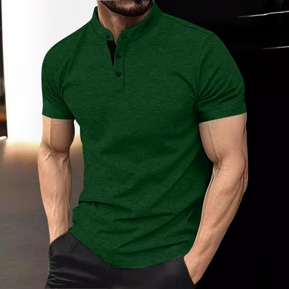 Fayshow0 Mens Summer Tops Mens Pocket T Shirts Value Pack Big and Tall Men's Short Sleeved T-shirt Short Sleeved Top Short Sleeved Round Neck Top/shirt(Green,M)