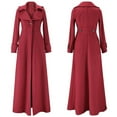 thumbnail image 1 of Fayshow0 Oversized Coats Clearance Coats under $50 Women's Fashion Casual and Winter Vintage Solid Long Woolen Coat Windbreaker Coat,Wine M, 1 of 5