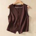thumbnail image 1 of Fayshow0 Plus Size Clearance Denim Distressed Classic Cotton Women's Denim Cotton Linen Waistcoat Trend Casual Denim Sleeveless Cardigan,Coffee XXL, 1 of 6