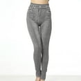 thumbnail image 1 of Fayshow0 Up To 30% Off Jean Pants for Women Women'S Imitation Denim Printed Leggings Capris High Waisted Elastic Pencil Pants,Gray S, 1 of 8