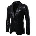 thumbnail image 1 of Fayshow0 Up to 65% off Mens Jackets Clearance Zipper Up Men's and Winter Fashion Personality Sequins Casual Suit Jacket Black XXL, 1 of 3