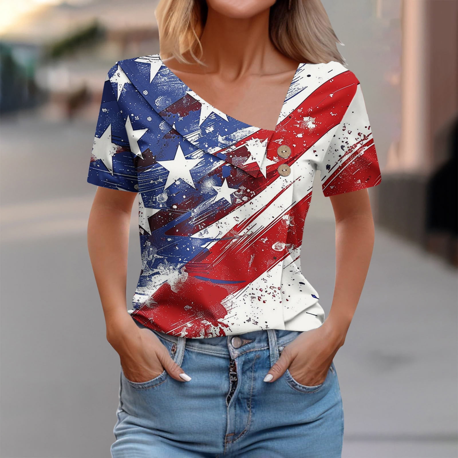 Fayshow0 VNeck 50 Off Clear Independence Day Women's Fashionable