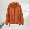 thumbnail image 1 of Fayshow0 Women'S Jacket Lightweight Outwear Light Weight Women'S Summer Solid Color Fashionable Light Breathable Hooded Zipper Sun Protection Long-Sleeved Hooded Casual Coat/Jacket,Orange, 1 of 1