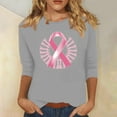Fayshow0 Womens Breast Cancer Pink Ribbon Graphic Awareness Tee Tops