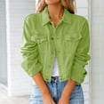 thumbnail image 1 of Fayshow0 Womens Jean Jackets Lightweight Clearance under $10 Women Fashion Casual Pockets Long Sleeve Tops Jacket Outwear,Green XXL, 1 of 6