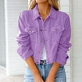thumbnail image 1 of Fayshow0 Womens Jean Jackets Lightweight Clearance under $10 Women Fashion Casual Pockets Long Sleeve Tops Jacket Outwear,Purple XL, 1 of 8