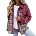 thumbnail image 1 of Fayshow0 Womens Jean Jackets Trendy Fall Plus Size Women's Fashion Color Lapel Look Slimmer Sleeve Denim Jacket,Red L, 1 of 5