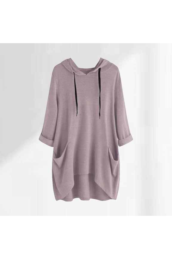 Womens Tops Long Sleeve Under $5 Womens Fashion Long Sleeve Pullover Hooded Pocket Tops Fall Clothes Blouse,Pink XXXXL