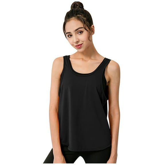 Fayshow0 Beach Cover Ups Women Plus Size Cover Ups for Swimwear Women's Backless Yoga Workout Tops Sleeveless Running Swallowtail Casual Tank,Black L