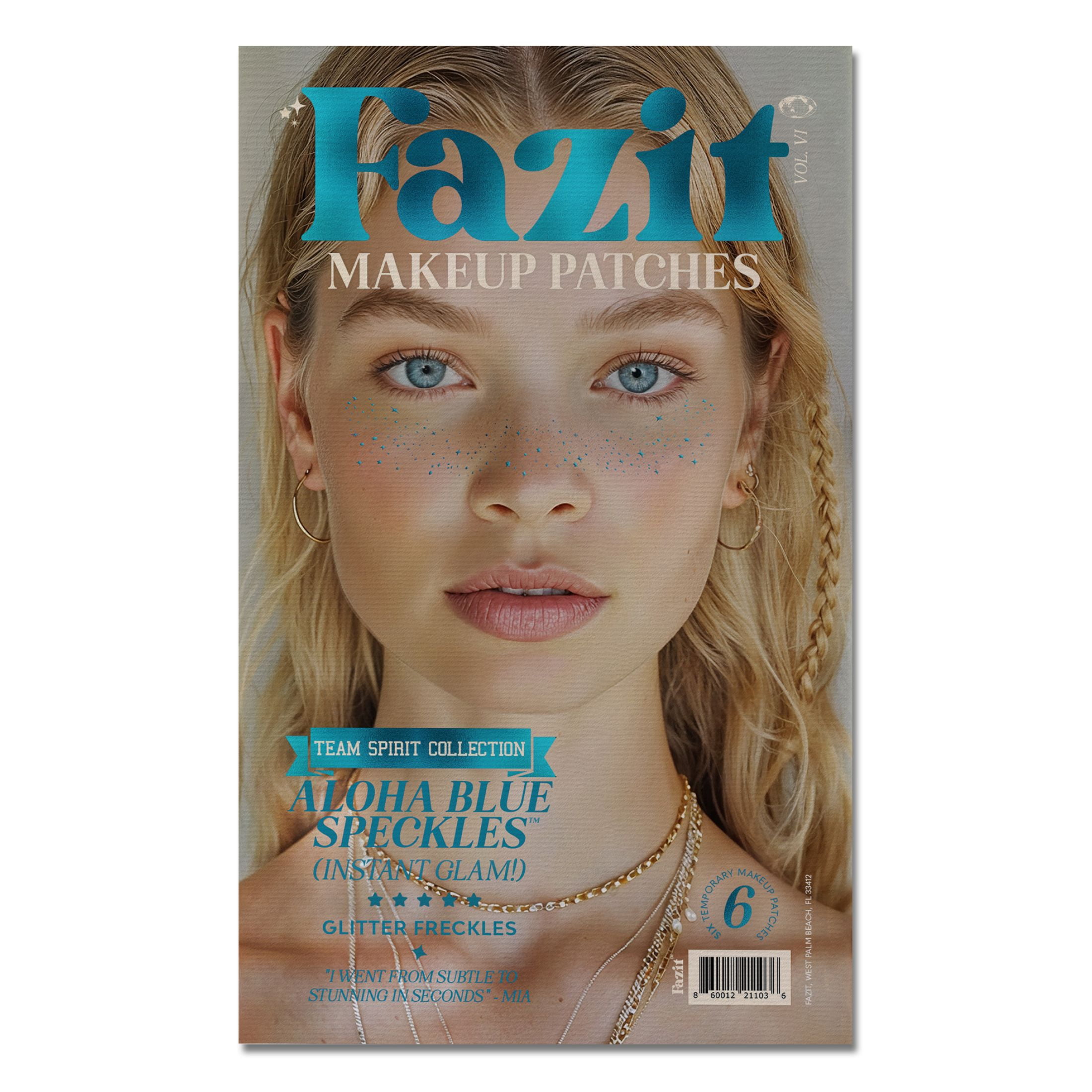 Fazit Glitter Freckle Makeup Patches, Light Blue Spirit Speckles, 6 Count