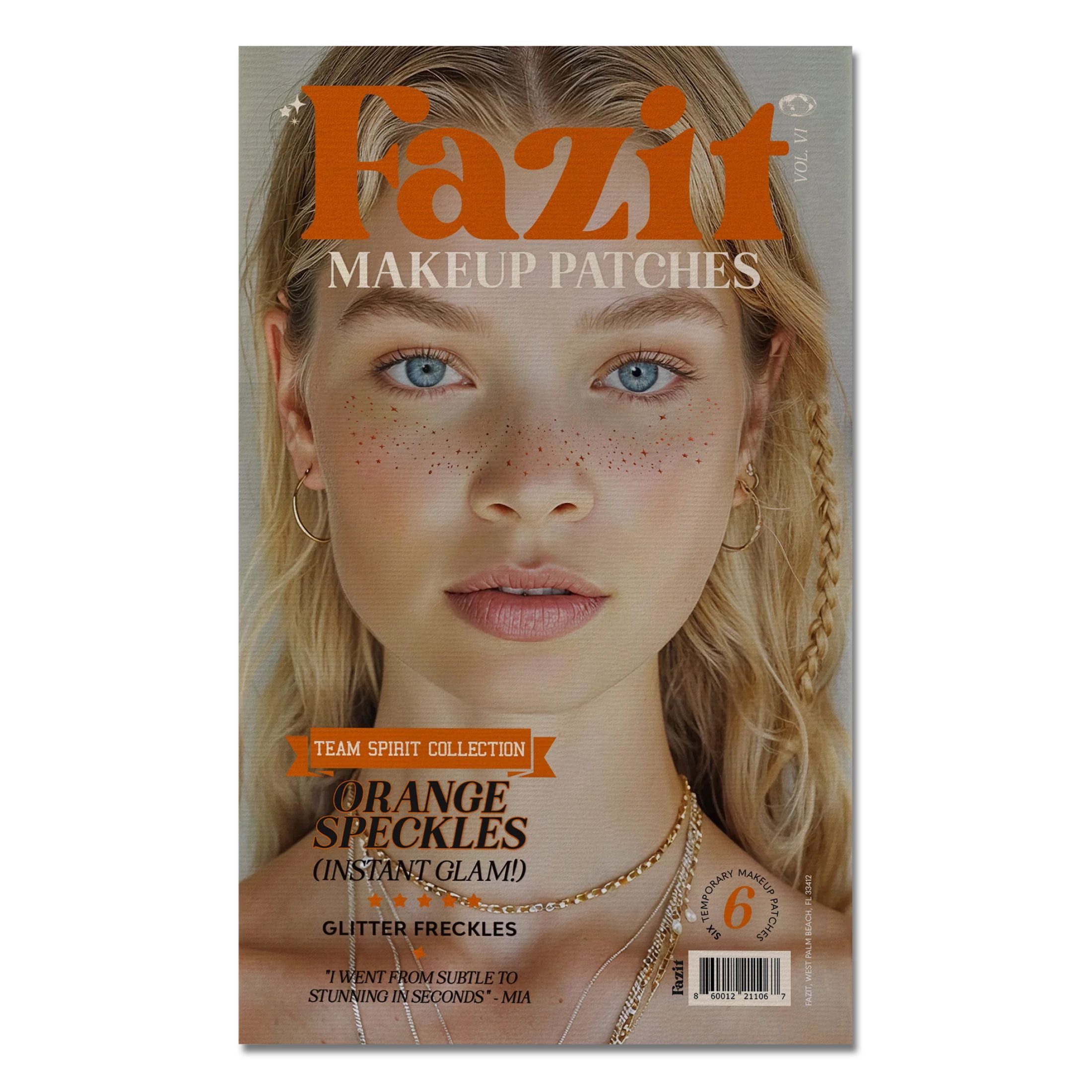Fazit Glitter Freckle Makeup Patches, Orange Spirit Speckles, 6 Count