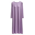 thumbnail image 1 of Fazvaoo Ladies Nightgowns Long Sleeve Padded Long Sleepwear Plain Nightgowns(Purple,Size M-XXL), 1 of 3