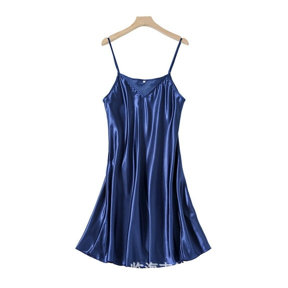 Fazvaoo Ladies Nightgowns Satin Teddy Lingerie Sexy Nightdress(Blue,Size M-XXL)