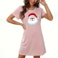 thumbnail image 1 of Fazvaoo Ladies Nightgowns Short Sleeve Short Nightdress Christmas Print Nightgowns(Pink,Size S-XXL), 1 of 3