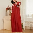 thumbnail image 1 of Fazvaoo Nightgowns for Women 50%Cotton Long Sleeve Long Nightdress Fashion Casual Lace Plain Nightgowns(Red,Size S-XL), 1 of 7