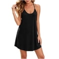 thumbnail image 1 of Fazvaoo Sleeveless Nightgowns for Women V-Neck Short Nightdress Fashion Plain Pajama(Black,Size S-XXL), 1 of 8