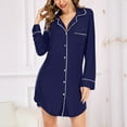 thumbnail image 1 of Fazvaoo Women Nightgowns Button Front Pockets Nightshirts Loose Pajama(Blue,Size S-XXL), 1 of 4