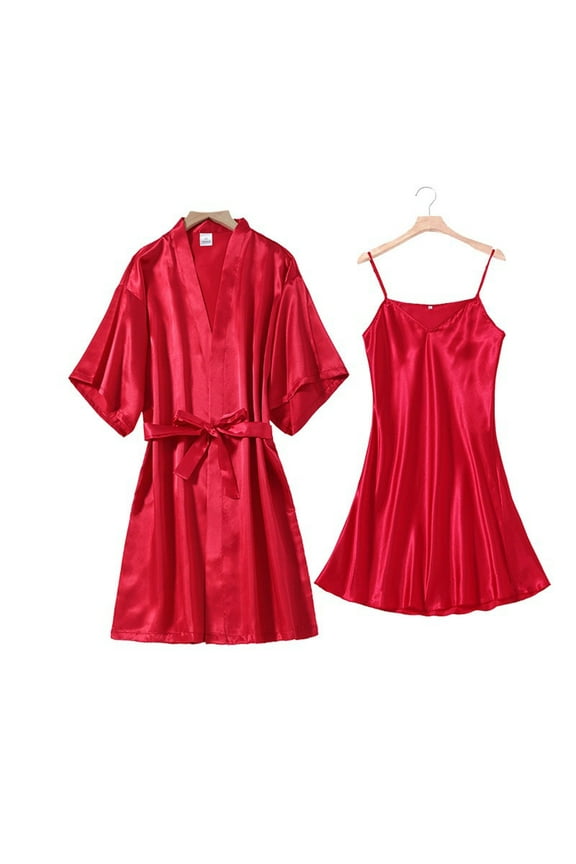 Women Nightgowns Satin Teddy Lingerie Sexy Nightgowns(Red,Size M-XXL)