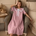 thumbnail image 1 of Fazvaoo Women Nightgowns Short Sleeve Warm Long Nightdress Winter Casual Loose Cute Sleepwear(Pink,Size M-3XL), 1 of 5
