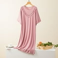 thumbnail image 1 of Fazvaoo Women's Nightgowns Cotton Short Sleeve Nightgowns Loose Comfortable Plain Nightdress(Pink,Size L-XXL), 1 of 4