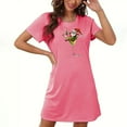 thumbnail image 1 of Fazvaoo Women's Nightgowns Short Sleeve Short Nightdress Christmas Print Pajama(Pink,Size S-XXL), 1 of 3