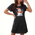 thumbnail image 1 of Fazvaoo Women's Nightgowns Short Sleeve Short Nightgowns Christmas Print Sleepwear(Black,Size S-XXL), 1 of 3