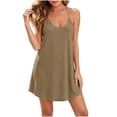 thumbnail image 1 of Fazvaoo Womens Nightgowns Sleeveless V-Neck Short Nightdress Fashion Plain Sleepwear(Khaki,Size S-XXL), 1 of 8