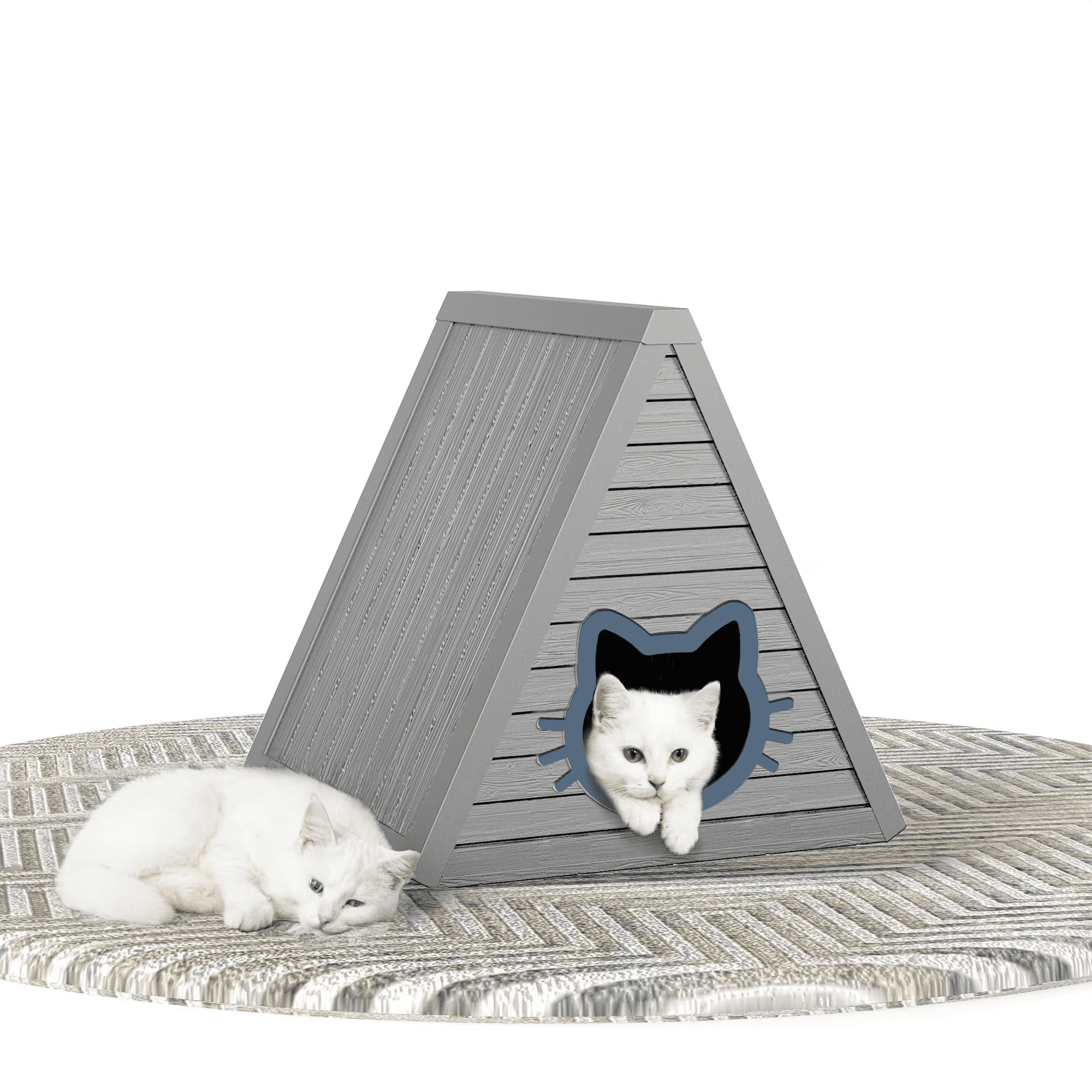 Fazzn Cat House for Indoor and Outdoor Cats, Feral Cat Shelter, Suitable for Outdoor Use. Easy to Install and Clean, Ideal for Indoor and Balcony Use.Black/Gray