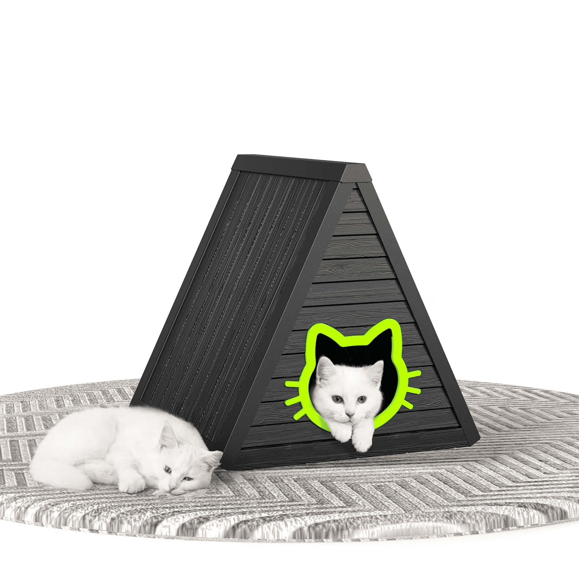 Fazzn Cat House for Indoor and Outdoor Cats, Feral Cat Shelter, Suitable for Outdoor Use. Easy to Install and Clean, Ideal for Indoor and Balcony Use.Black/Gray,Father's Day Gift
