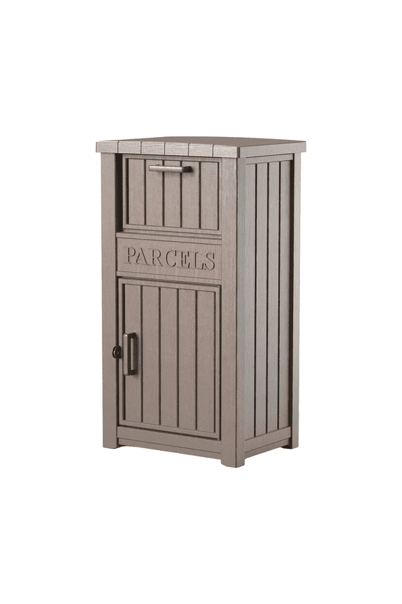 Delivery Box for Porch with Lockable Secure Storage Compartment to Keep Packages Safe, Brown/Black