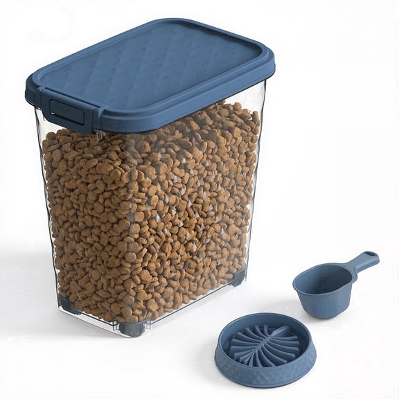 Fazzn Dog Food Storage Container, Up to 31L, Attachable Wheels, For Dog Cat Bird and Other Pet Food Storage Bin, Keep Fresh, Easy Mobility - Blue.Independence Day