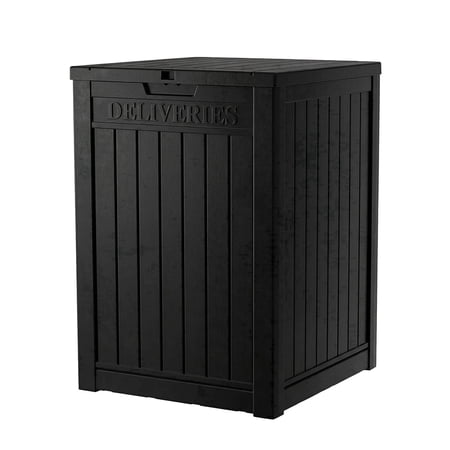 Fazzn Package Delivery Box 57 Gallon with Lockable Secure,Outdoor Package Drop Container Waterproof for Porch Patio and Curbside(Black)/(Brown)