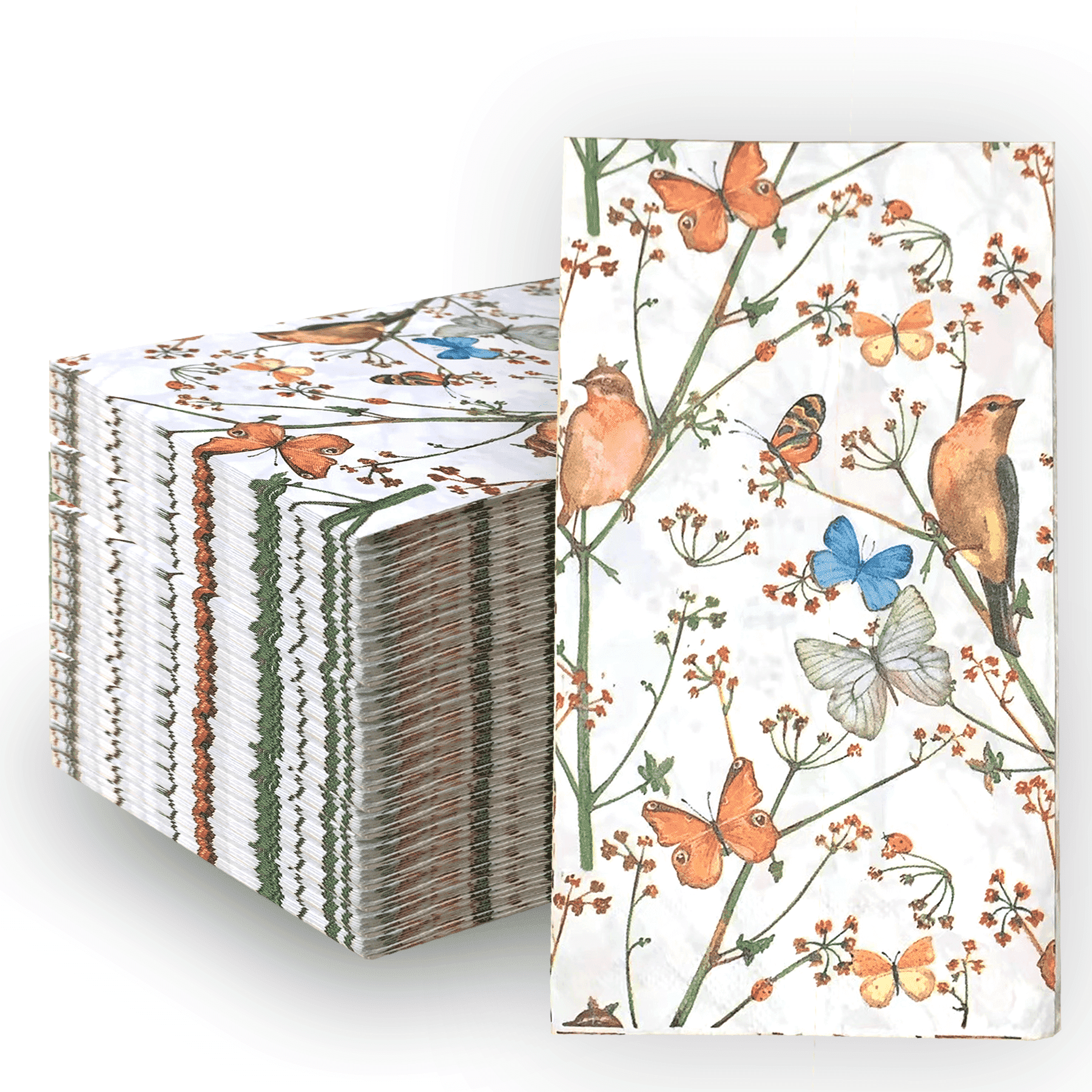 Fbasport 100 Pcs Bird Watercolor Butterfly Flowers Paper Napkins ...