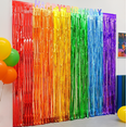 thumbnail image 1 of Fbasport Rainbow Foil Fringe Curtains Backdrop – 2 Pack, 3.3x6.6ft Metallic Tinsel Streamers for Birthday, Wedding, Bridal Shower, Photo Booth Decorations – Theme Party Supplies, 1 of 7
