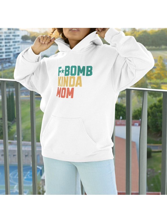 Fbomb Mom Hoodie Funny Gift For Christmas Oversized Moms Sweatshirt Fbomb Designs Mothers Day Present from Son Anniversary Husband Birthday