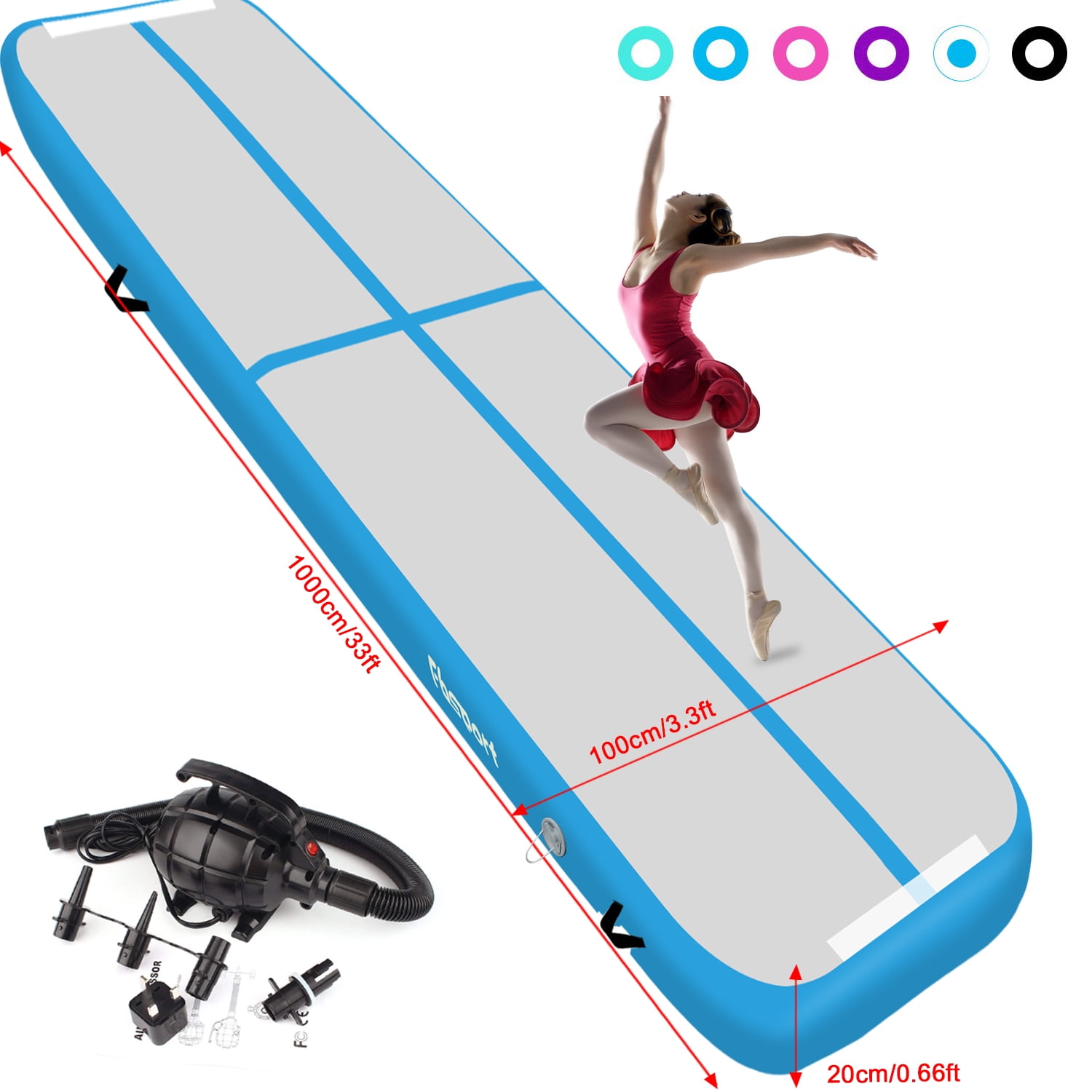 Fbsport 20cm thickness Blue 10m*1m*0.2m Air Track Floor Home Inflatable ...
