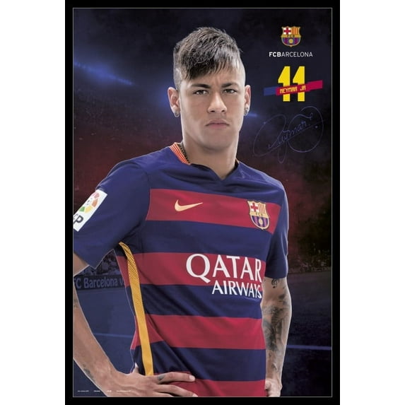Fc Barcelona Neymar Pose 2015-2016 Laminated & Framed Poster (24 x 36)