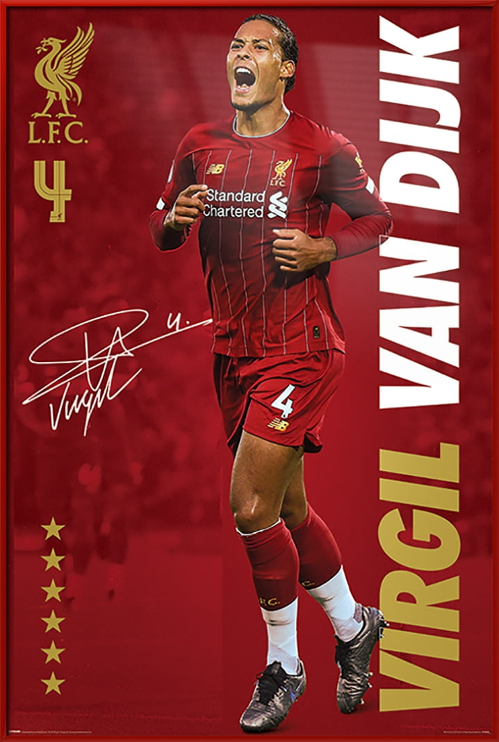 Fc Liverpool - Framed Soccer Poster (VIrgil Van Dijk - Signature