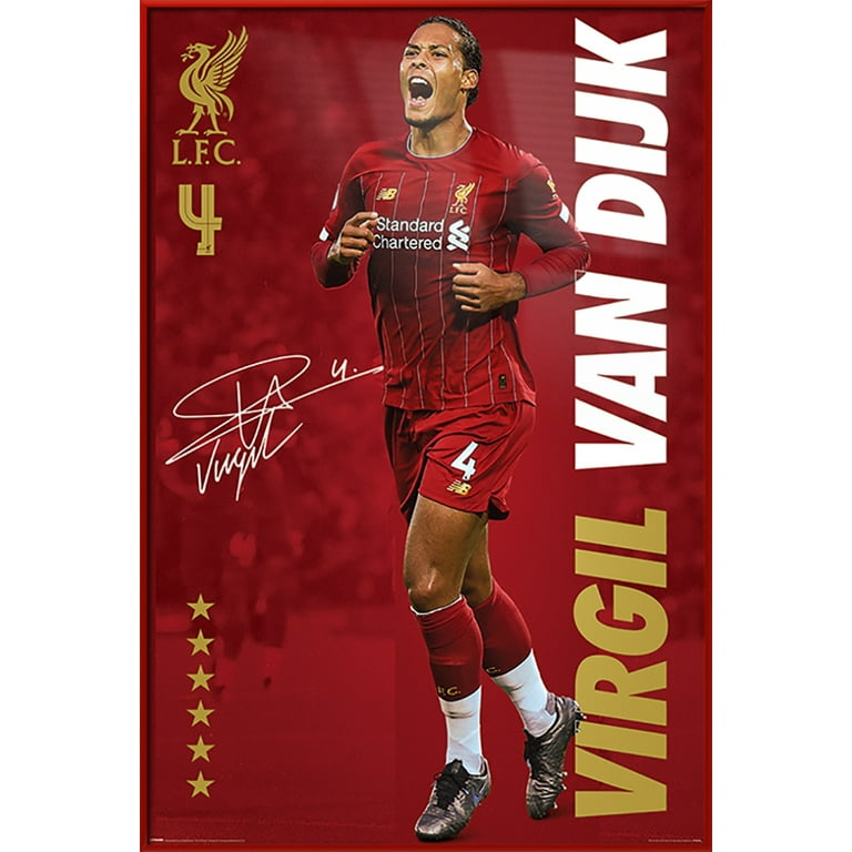 Fc Liverpool - Framed Soccer Poster (VIrgil Van Dijk - Signature