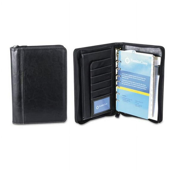 Fc Organizational Products, Llc 766815 Vinyl Ring Bound Binder Organizer Set, Zip-Around Closure, 9-1/2 x 7-1/2, Black