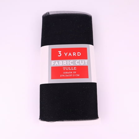 3 Yard Cut Glitter Tulle Fabric, Black, 54" Wide for Apparel & Crafting, by Fuzhou