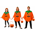 thumbnail image 1 of FchengtaiS 3PCS Halloween Pumpkin Costume for family,Glow in the Dark Halloween Pumpkin Cloak-Poncho with Headband & Candy Bag for Holiday Party, 1 of 7