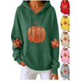 thumbnail image 1 of FchengtaiS Fall Pumpkin Printed Hoodies for Women Long Sleeve Fleece Sweatshirt Halloween Thanksgiving Pullovers Tops, 1 of 6