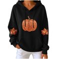 thumbnail image 1 of FchengtaiS Fall Pumpkin Printed Hoodies for Women Long Sleeve Fleece Sweatshirt Halloween Thanksgiving Pullovers Tops, 1 of 6