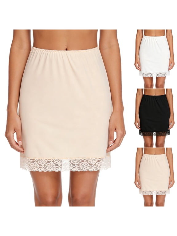 Half Slips for Women Lace Trim Underskirt for Dress Under Dress Lining Mini Slip Skirts