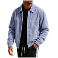thumbnail image 1 of FchengtaiS Men's Button Down Shacket Long Sleeve Turndown Collar Lightweight Jackets Fall Outerwear with Pockets, 1 of 4