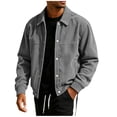 thumbnail image 1 of FchengtaiS Men's Button Down Shacket Long Sleeve Turndown Collar Lightweight Jackets Fall Outerwear with Pockets, 1 of 4