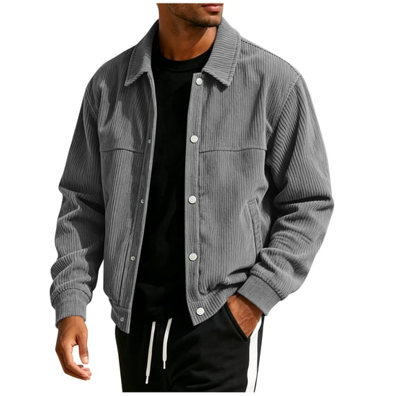 FchengtaiS Men's Button Down Shacket Long Sleeve Turndown Collar Lightweight Jackets Fall Outerwear with Pockets