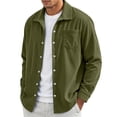thumbnail image 1 of FchengtaiS Men's Corduroy Button Down Shackets Lapel Collar Long Sleeve Textured Shirts Jacket Fashion Casual Daily Outerwear, 1 of 6